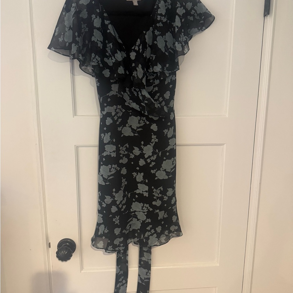 Chelsea28 navy and light blue Floral Asymmetrical Dress